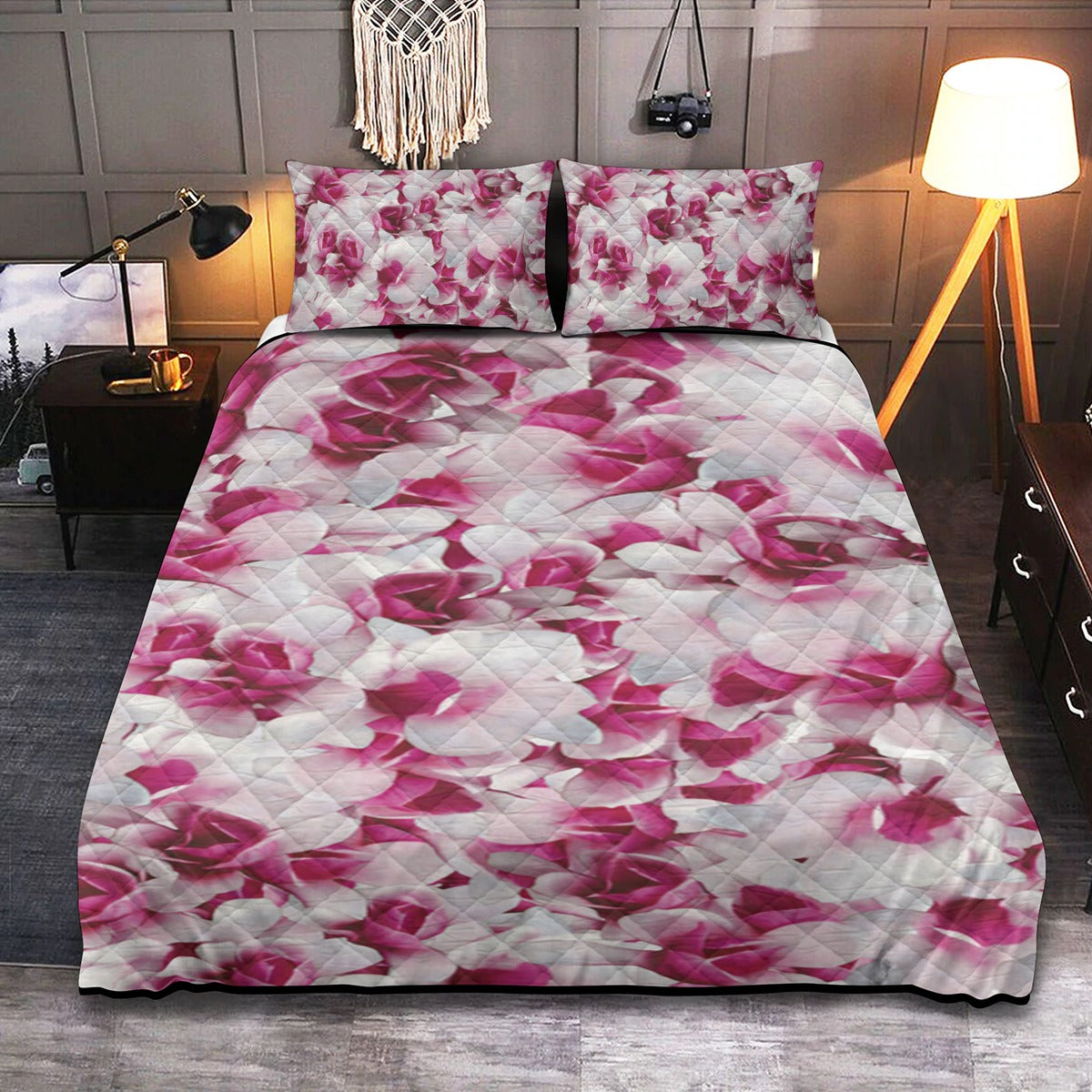 Quilt & Pillow Cases With  Edge-wrapping Strips