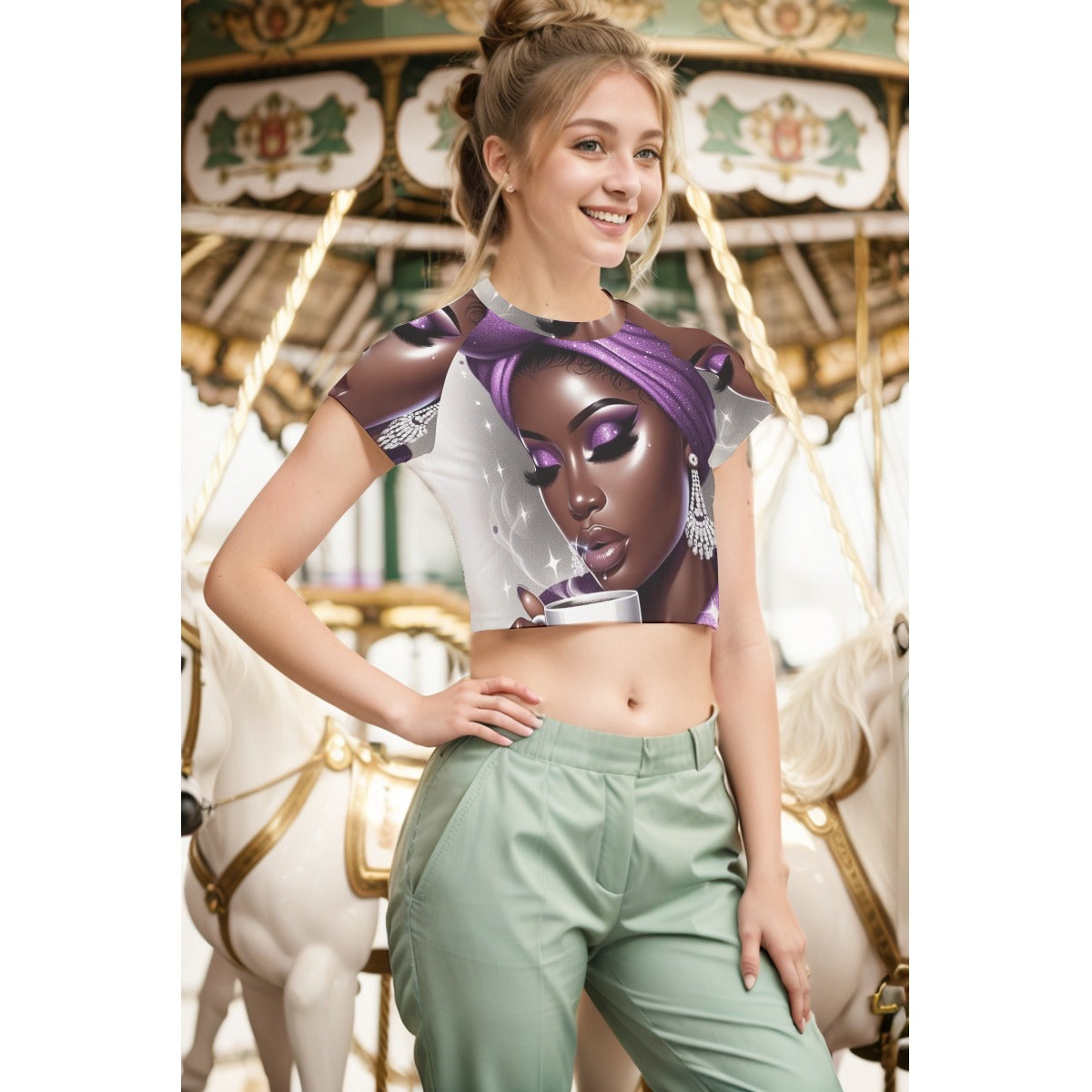 All-Over Print Women's Raglan Cropped T-shirt