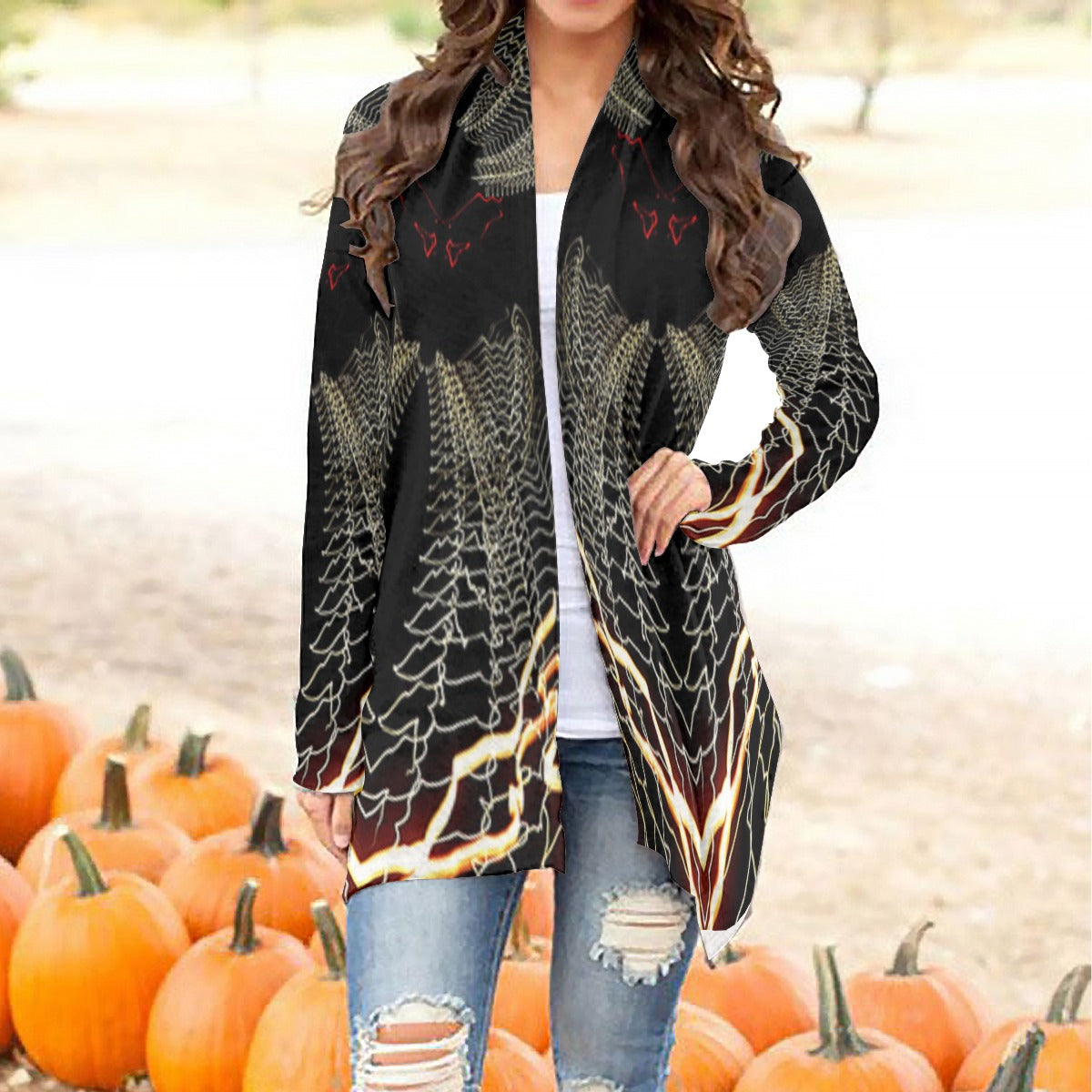 All-Over Print Women's Cardigan With Long Sleeve