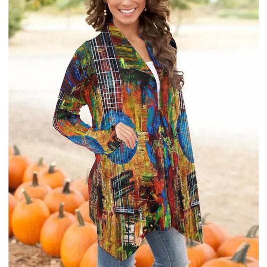 All-Over Print Women's Cardigan With Long Sleeve