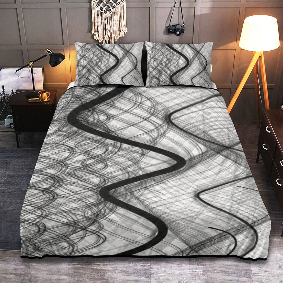 Quilt & Pillow Cases With  Edge-wrapping Strips