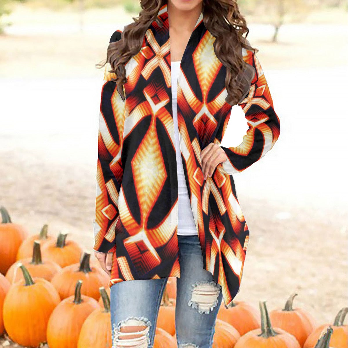All-Over Print Women's Cardigan With Long Sleeve