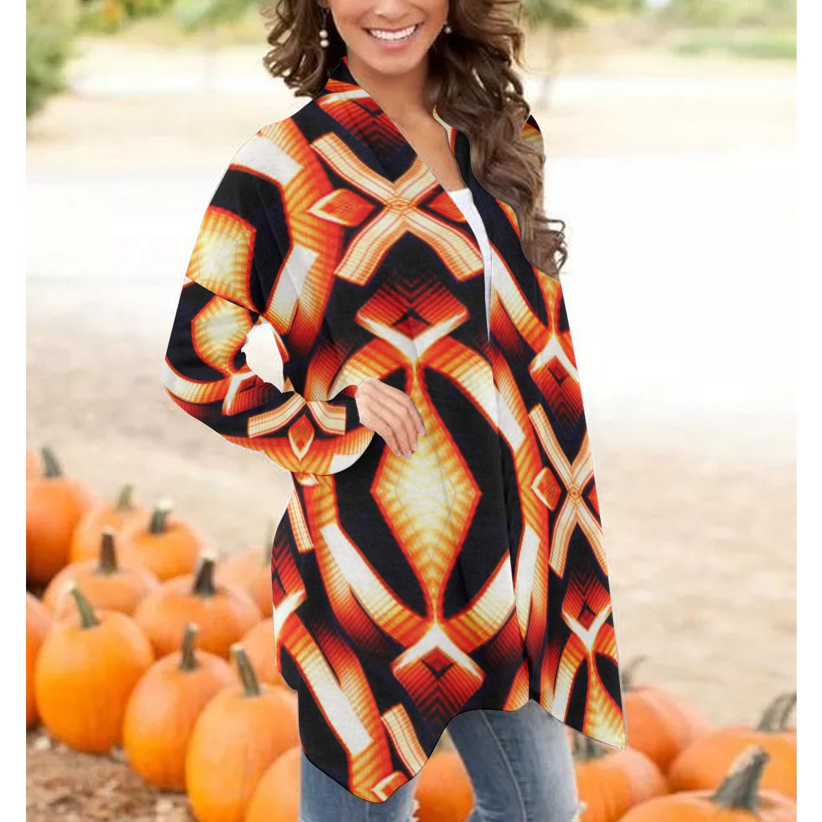 All-Over Print Women's Cardigan With Long Sleeve